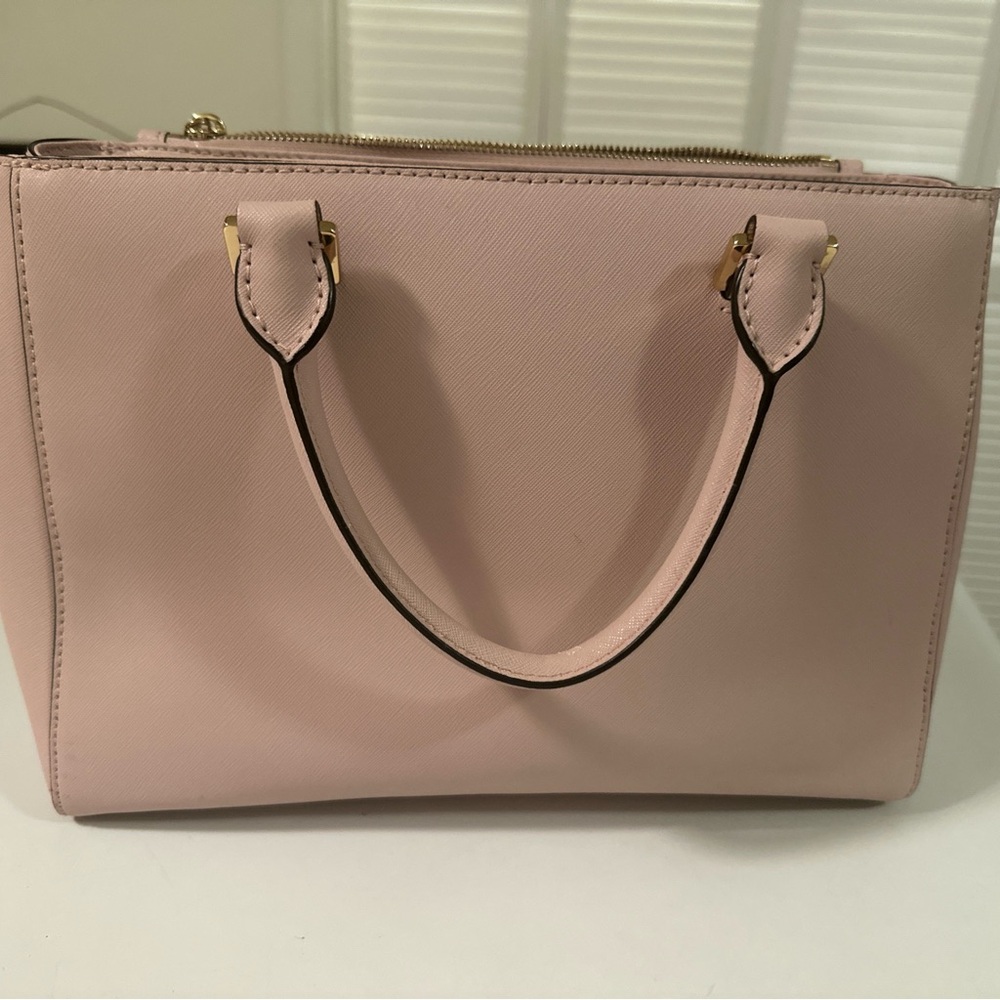 Michael Kors Kellen Saffiano  Leather Medium Satchel Blossom Pink - Picture 9 of 13